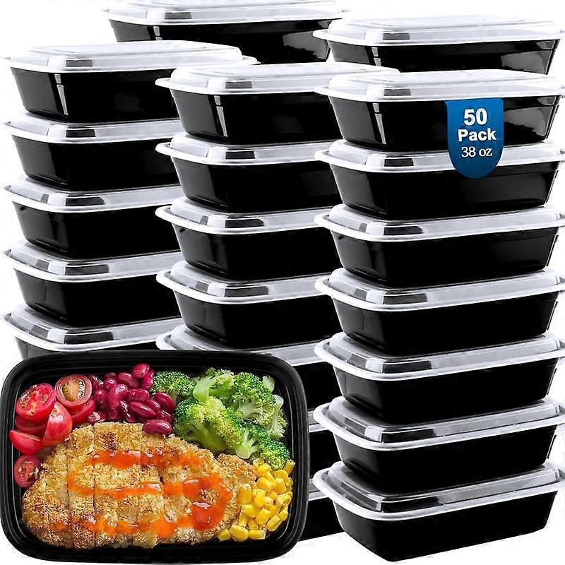 50 Pack Meal Prep Containers 38 oz, Leakproof To Go  Containers, Disposable &   Prep Containers for Takeout,  Storage Containers , Microwave