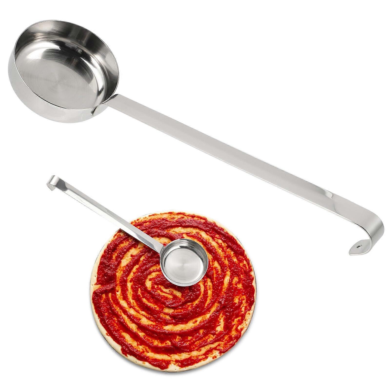Pizza Sauce Spreader Stainless Steel Flat Ladle with Ergonomic Long Handle for Precision Serving