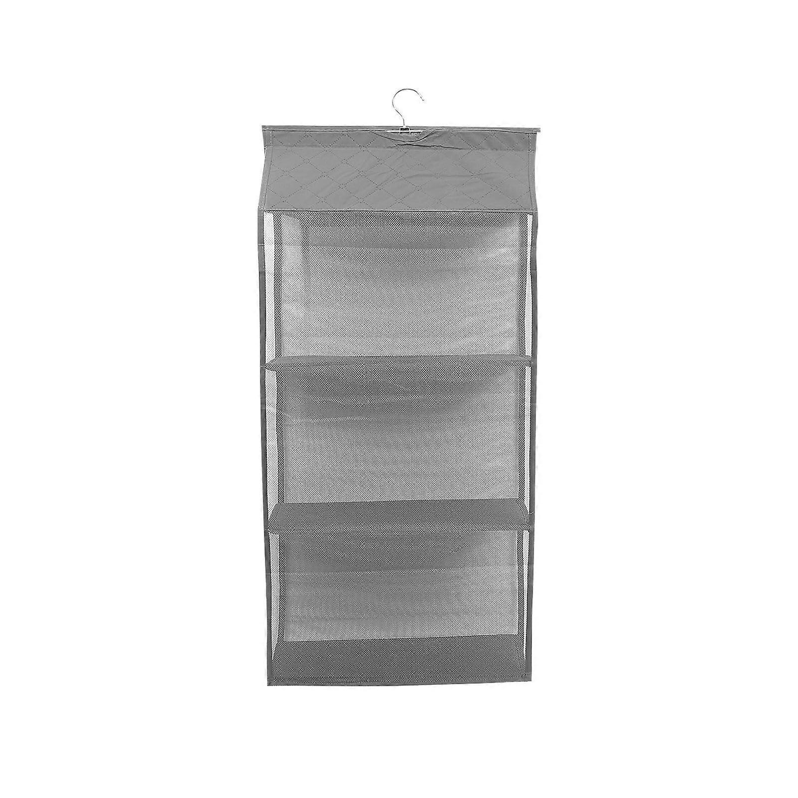 Grey Hanging Storage Organizer with Durable Mesh Compartments for Closet Wardrobe Bedroom