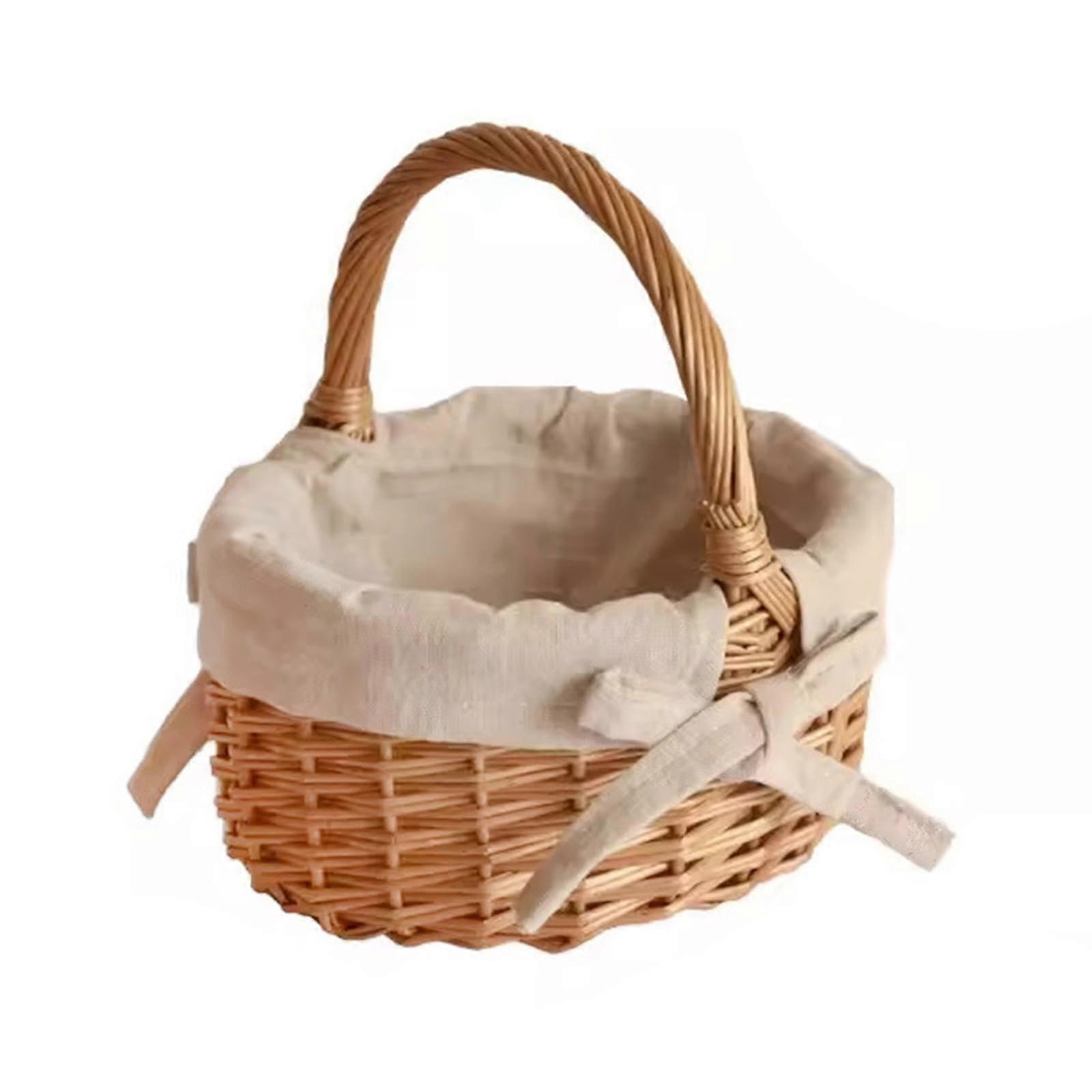 Wicker Basket with Handle Rustic Countryside Style Small Woven Storage for Bread Candy Snacks