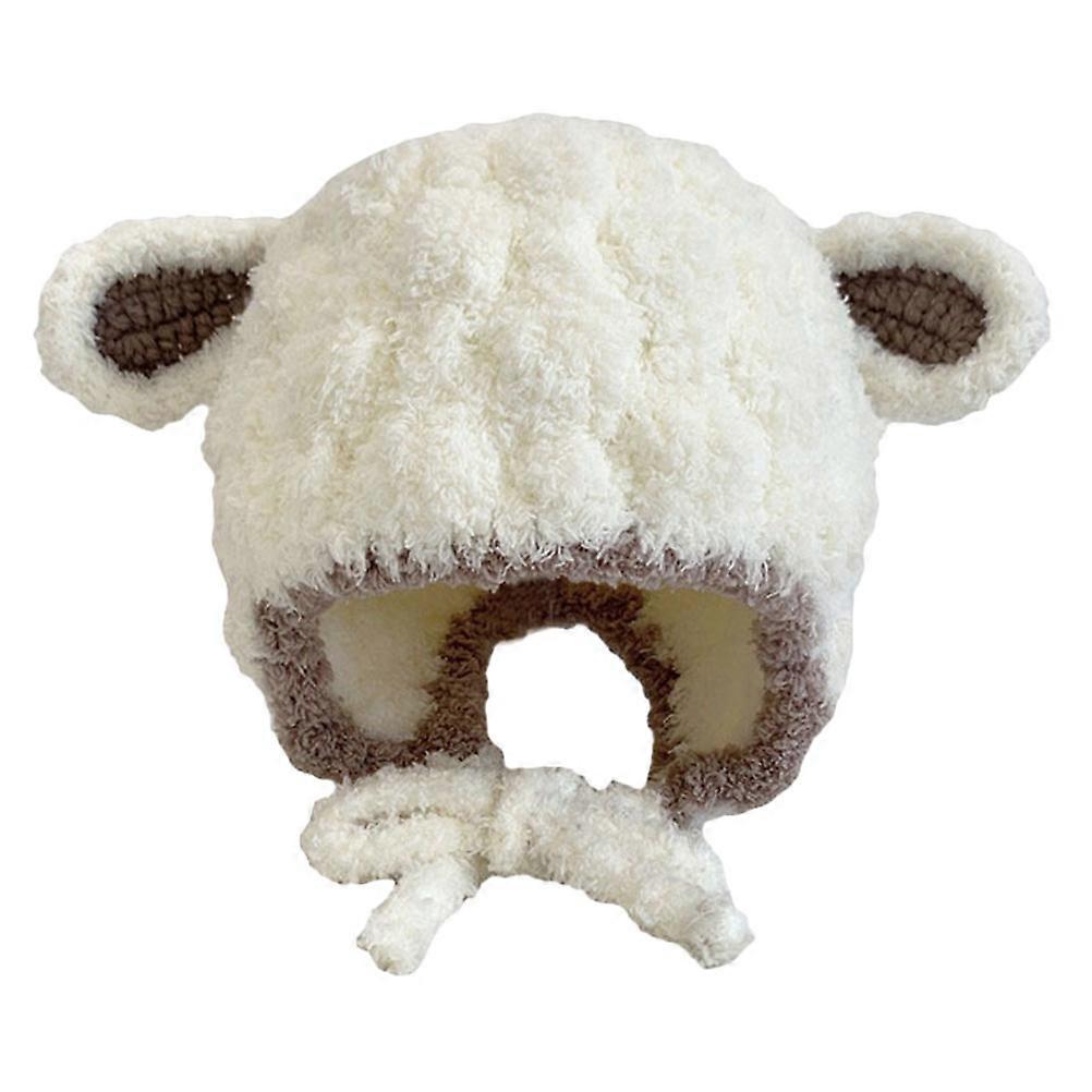 White Plush Ear Hat for Kids 1Pcs Adorable Winter Caps