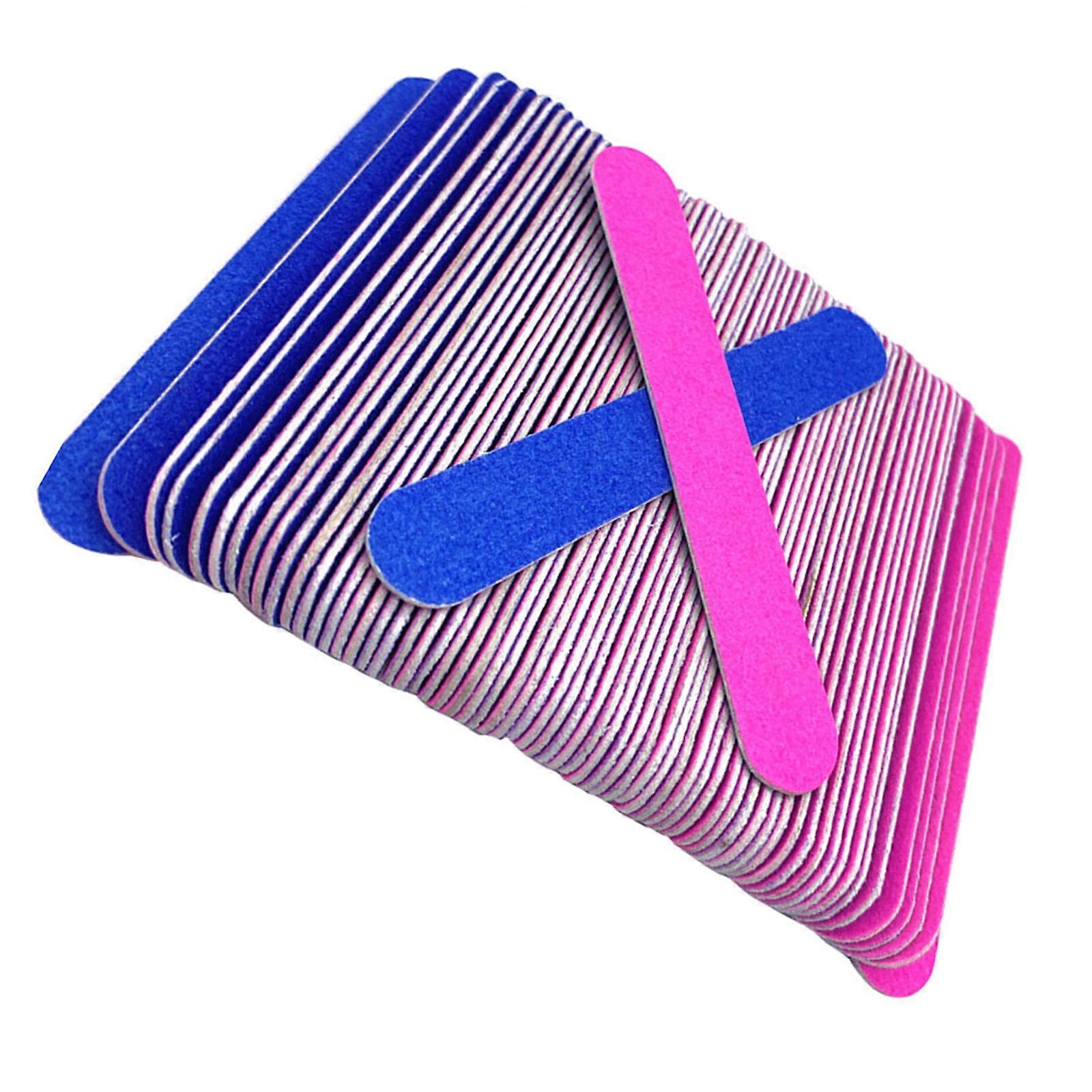 Blue Nail Files Double Sided Sandpaper for Shaping Nail 100Pcs Set