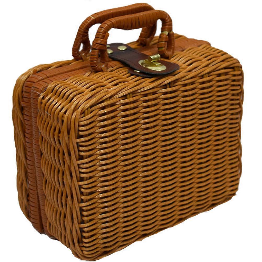 Woven Makeup Organizer Cosmetic Storage Case for Storage 1Pcs Brown