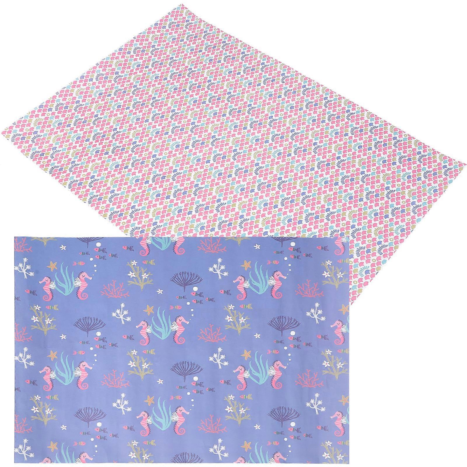 Gift Wrapping Paper Ocean Theme for DIY Crafts 2 Sheets Included
