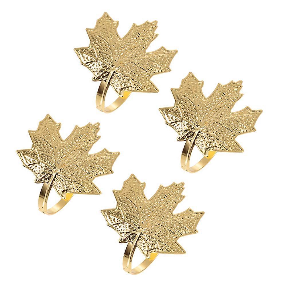 Christmas Napkin Ring Maple Leaf Design for 4Pcs Decor