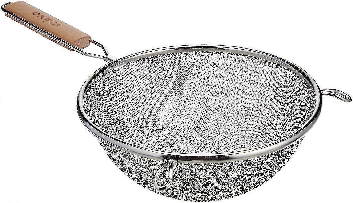2026 Stainless Steel Double Fine Mesh Strainer Medium Tan 8-Inch