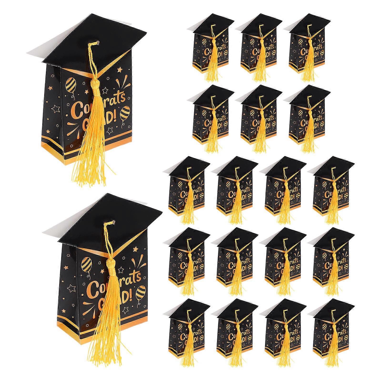 Graduation Candy Box Paper Case with Polyester Tassel for Party Use 20Pcs