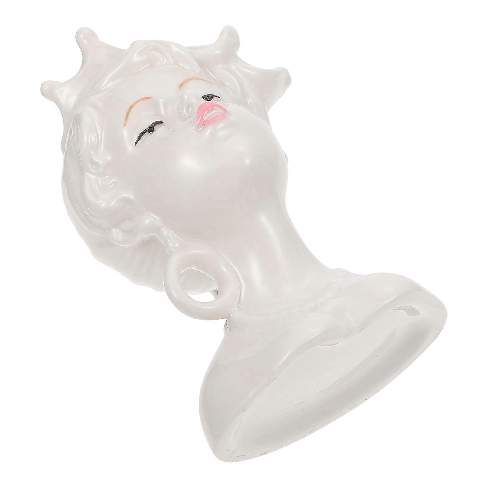 Ceramic Craft Vase White Human Face Design for Decor 2Pcs