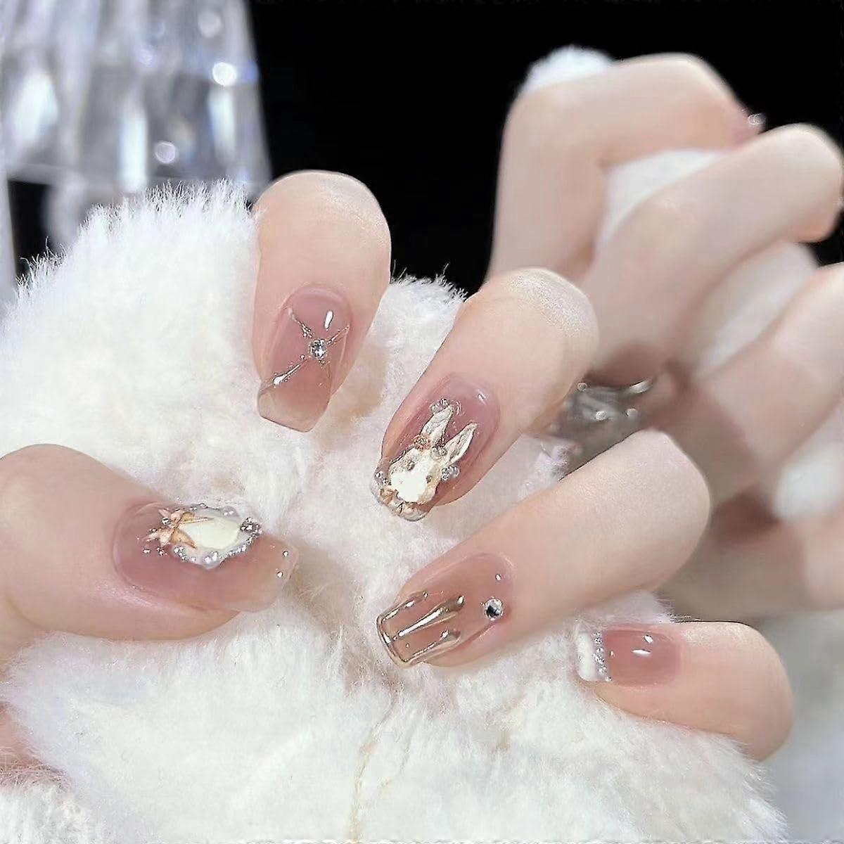 Press On Nails XS Handmade Cute Fake Nail Tips Detachable for Quick Application