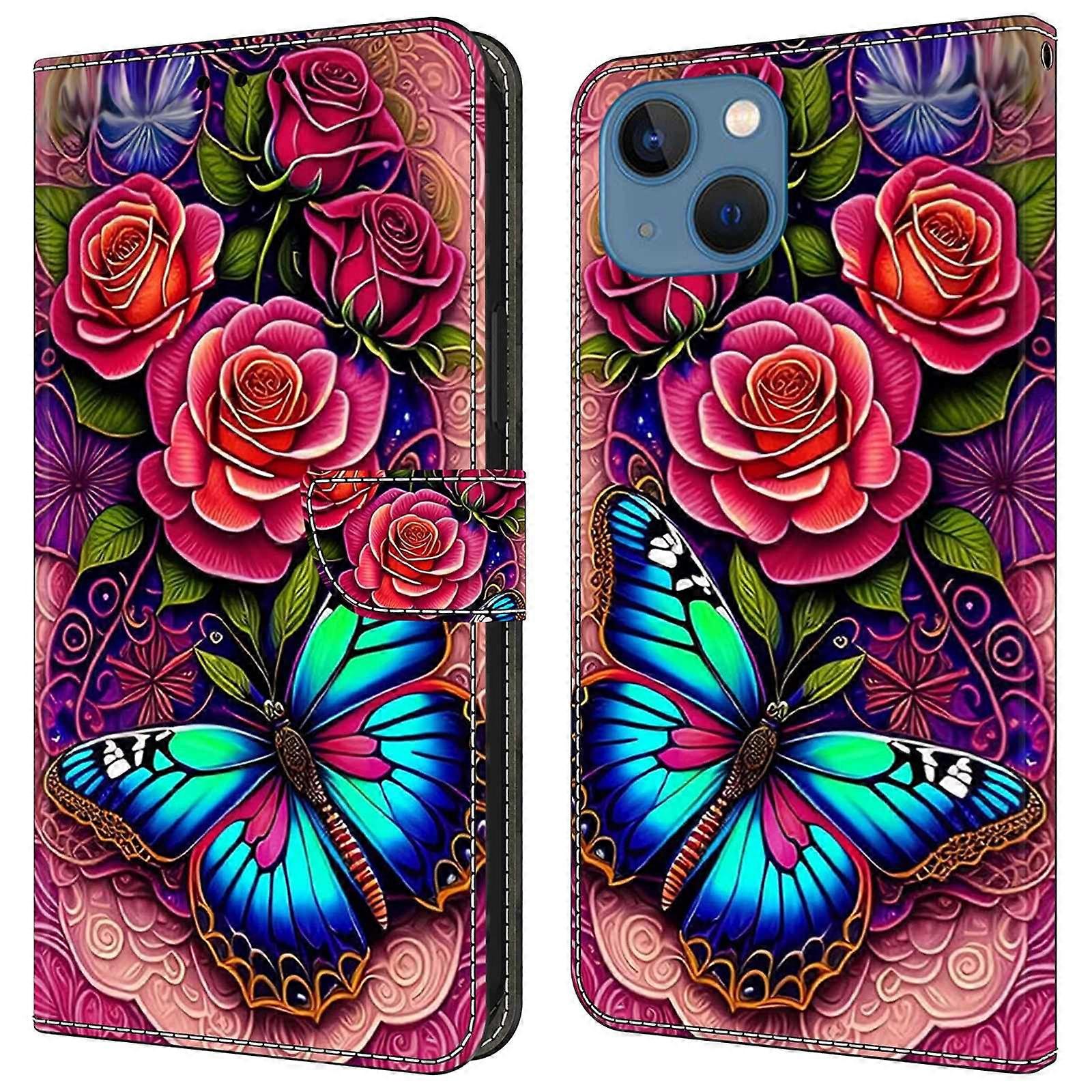 For iPhone 15 Shockproof Case Leather Flip Folio Phone Cover with Wallet