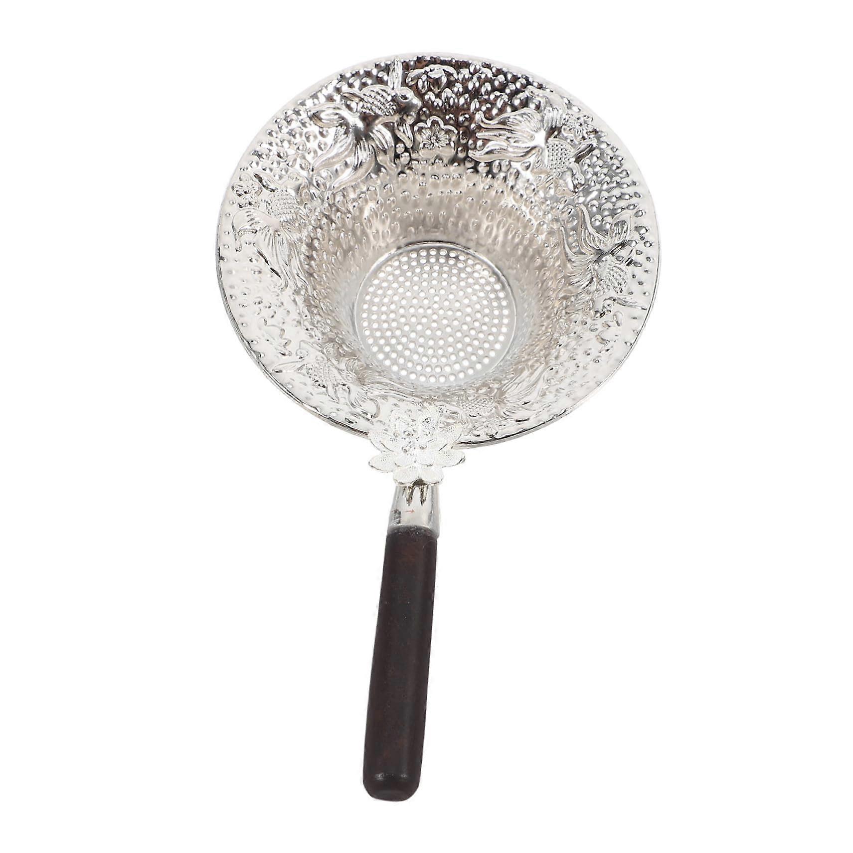 Tea Strainer with Artistic Koi Handle, Fine Mesh Loose Leaf Tea Infuser for Teapots and Cups, Silver