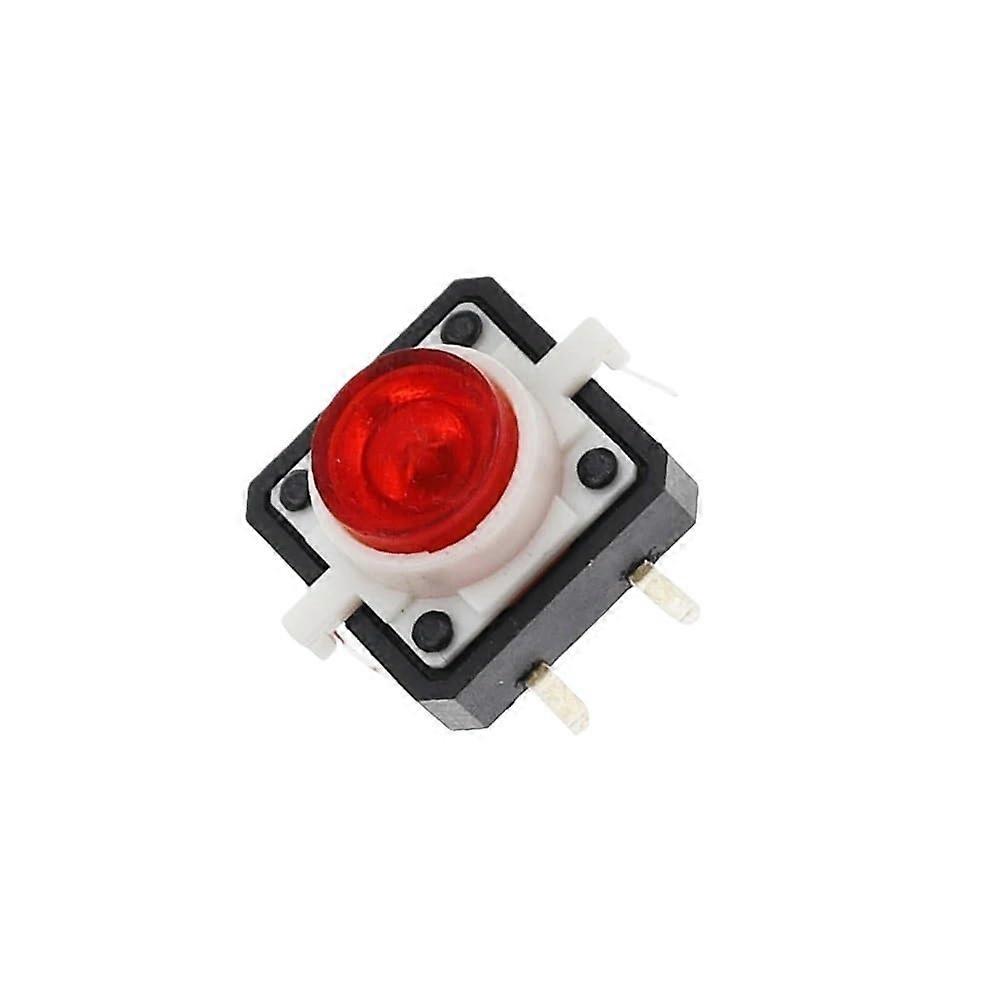 5PCS Red LED Illuminated Tactile Switch 12x12x7.3mm Momentary Push Button for Reset Functions