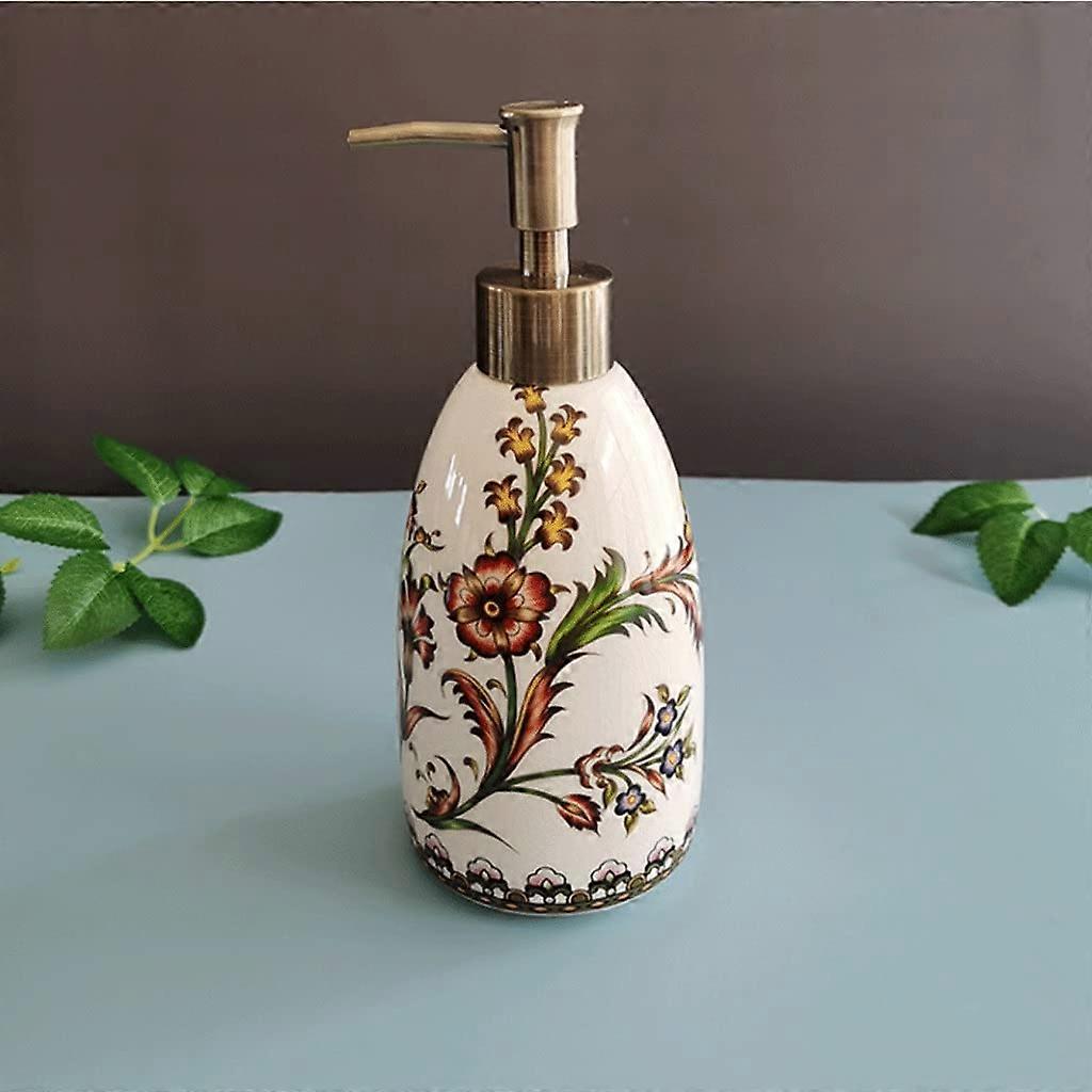 Ceramic Soap Dispenser with Elegant Refillable Design for Bathroom or Kitchen, Retro Red Finish