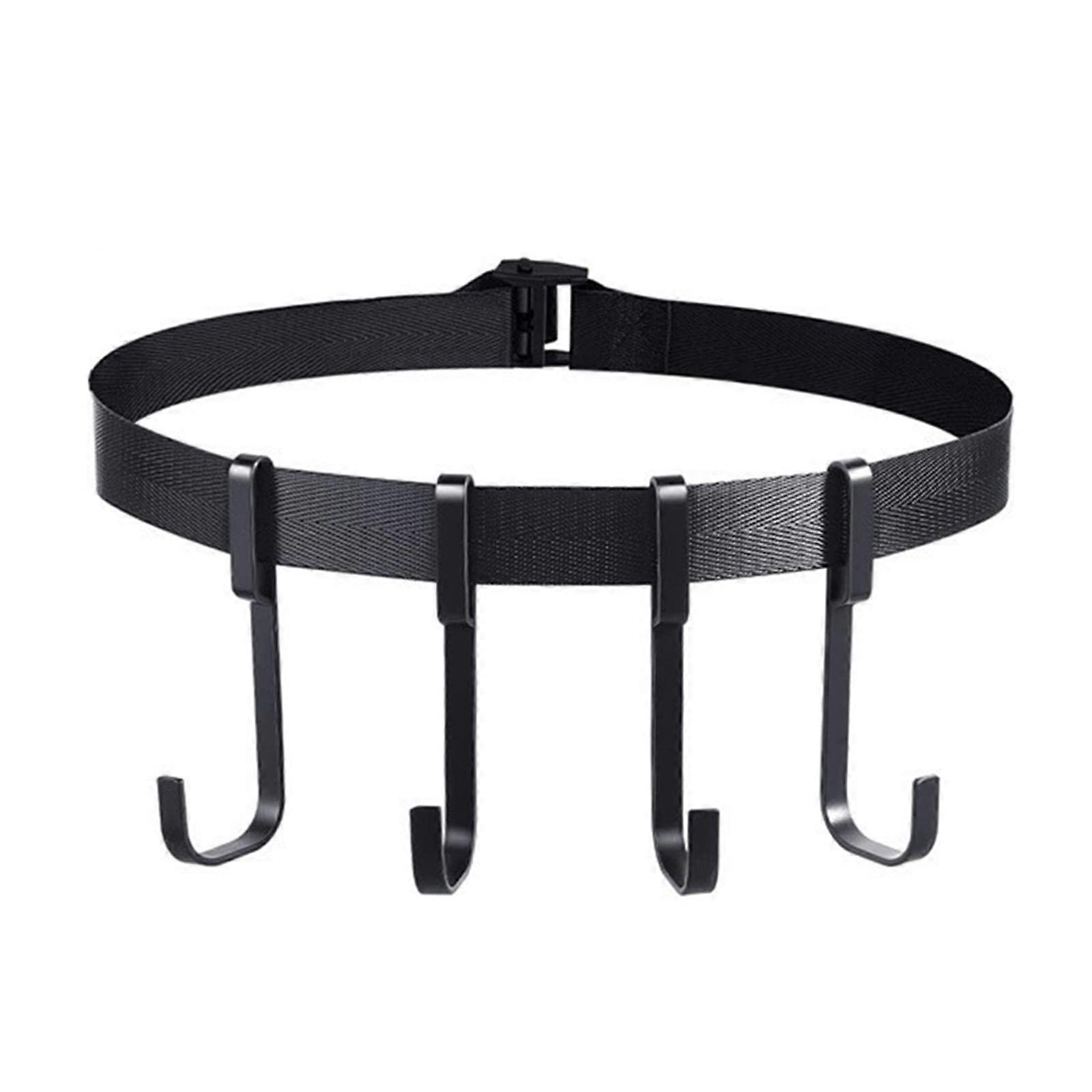 Tree Stand Gear Hanger Adjustable Strap with 4 Hooks, Scratch Outdoor Camping Hook Holder