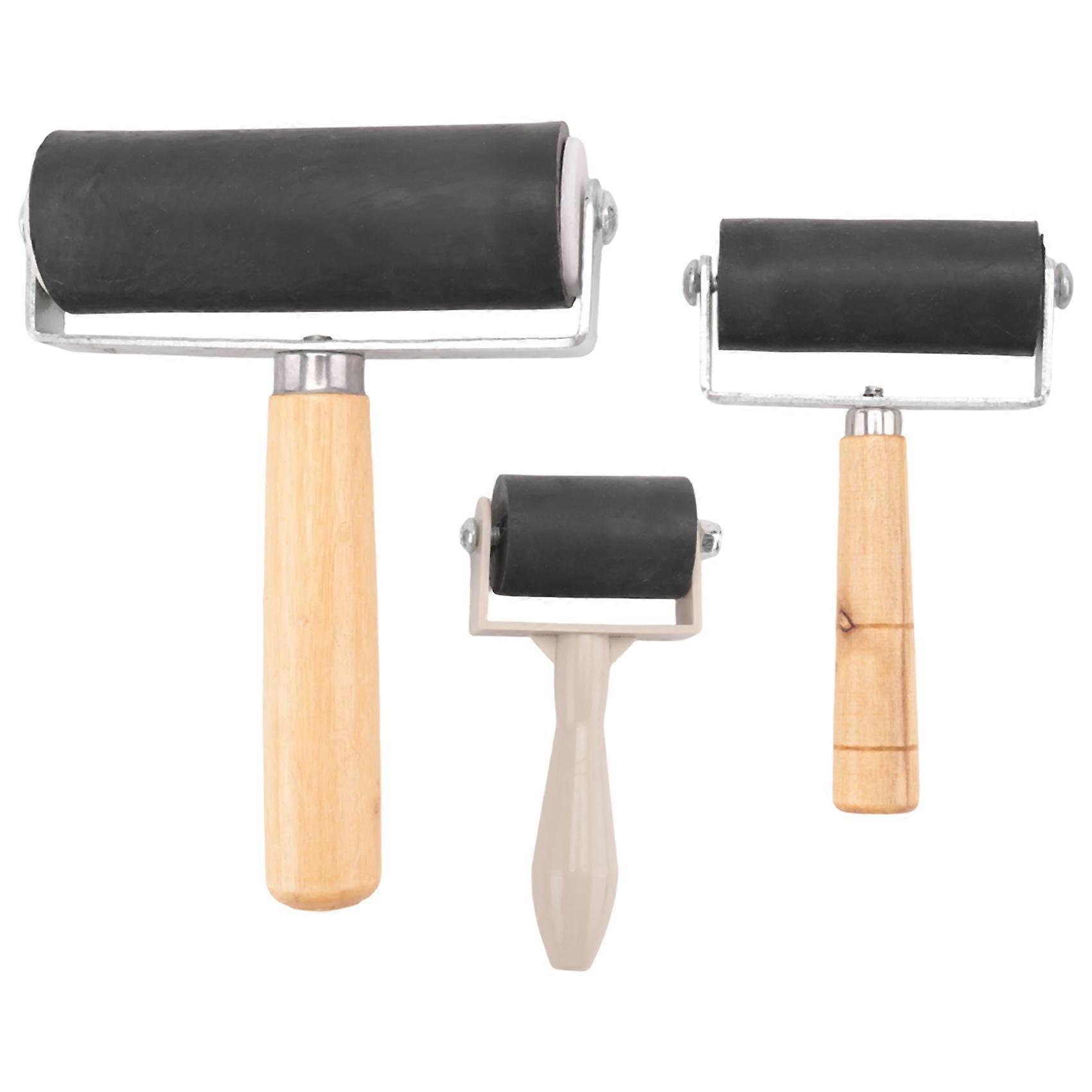 3 Pack Rubber-Roller Brayer Rollers 1.4/2.4/4 Inch Art Craft Roller for Printmaking,Ink,Wallpapers Stamping Gluing Tools