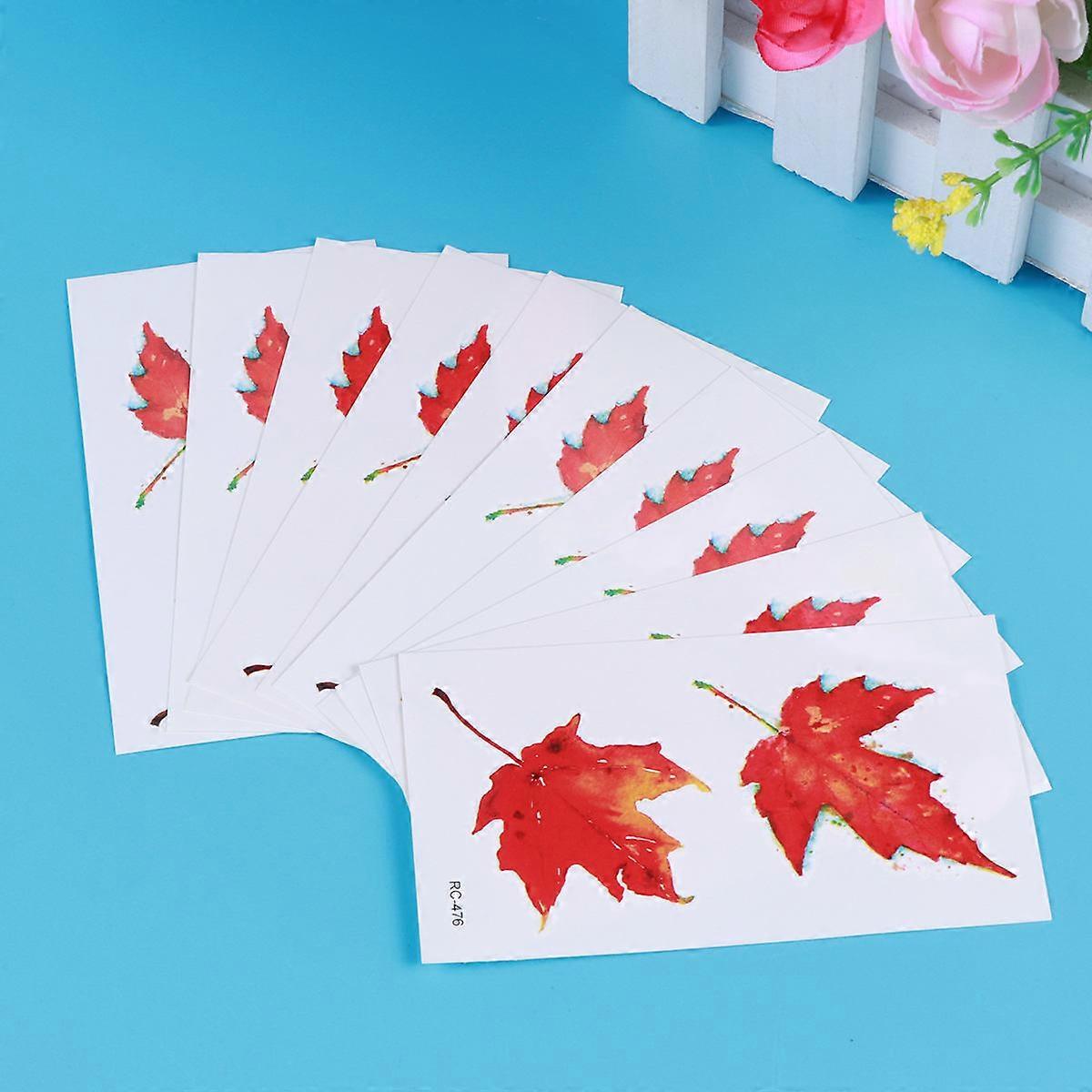 Maple Leaf Body Sticker for Waterproof Temporary Decoration 10Pcs Pack