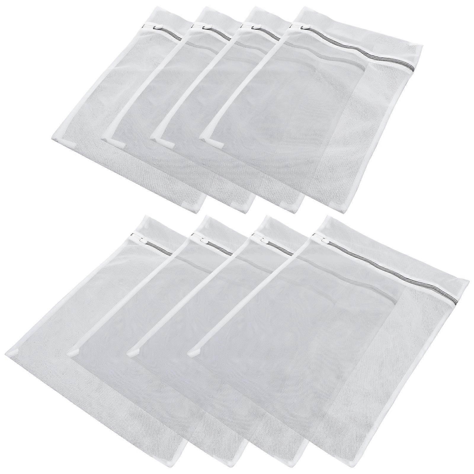 Mesh Laundry Bag Delicate Rectangular Mesh Polyester White 30x40cm 8Pcs