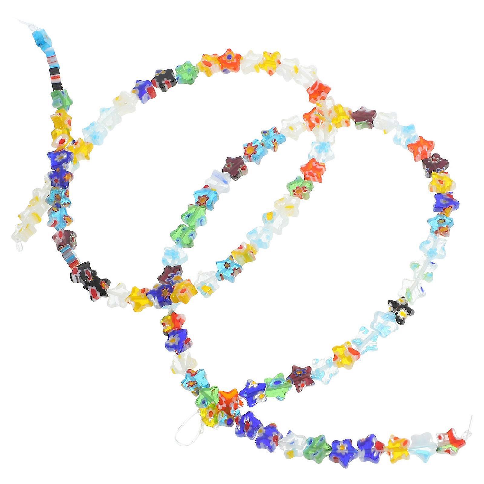 Multi Color Glass Beads String Five-Pointed Star Beads for DIY 2 Strings