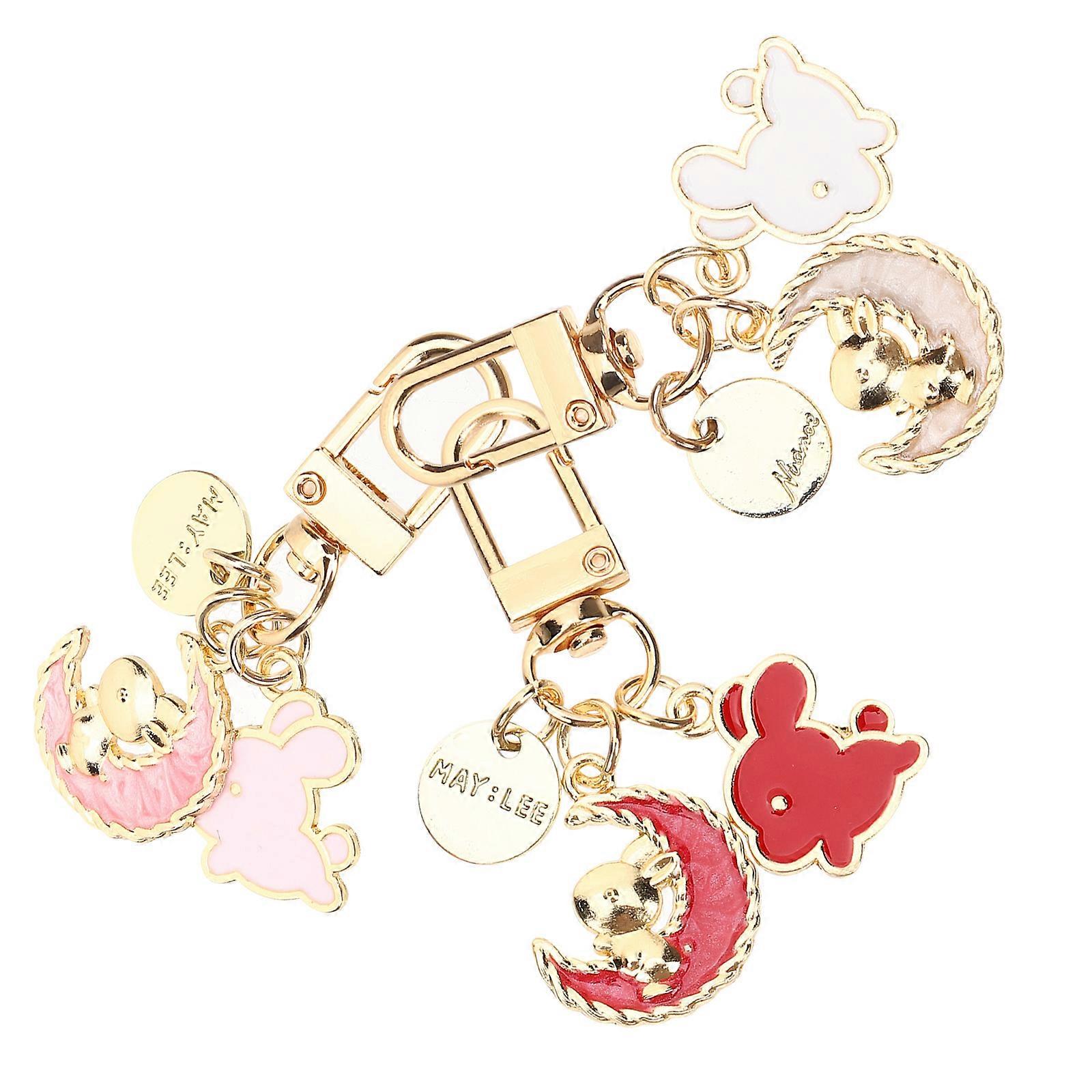 Assorted Color Small Bunny Keychain for Decor 3Pcs Easter Bunny Key Chains