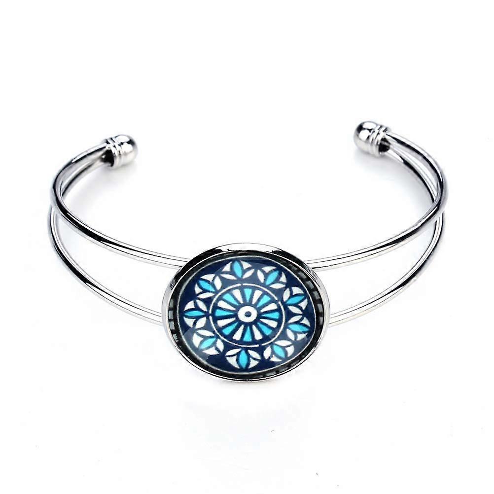 Glass Patch for Jewelry Making 1 Bag 20Pcs Blue Flower Pattern DIY Material