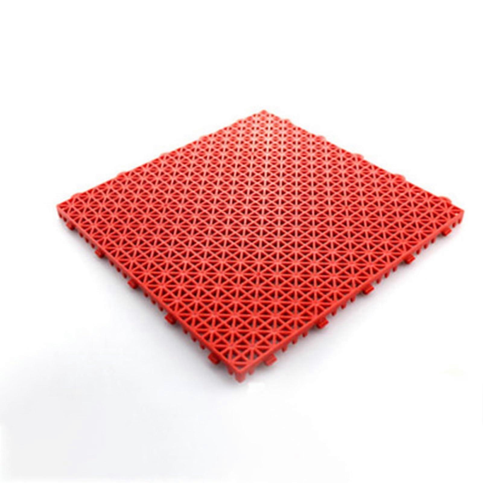 Red Waterproof Interlocking Deck Tiles, NonSlip QuickDrain Outdoor Flooring for Poolside, 96pcs