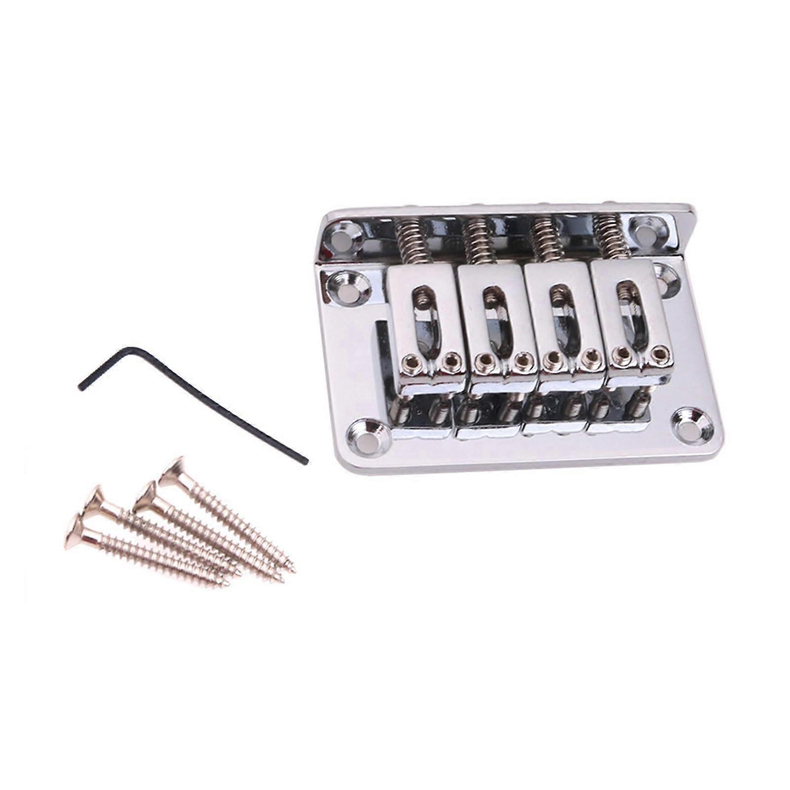 Electric Guitar Bridge Replacement Silver 4 String Metal Bridge for Consistent Tone and Stability