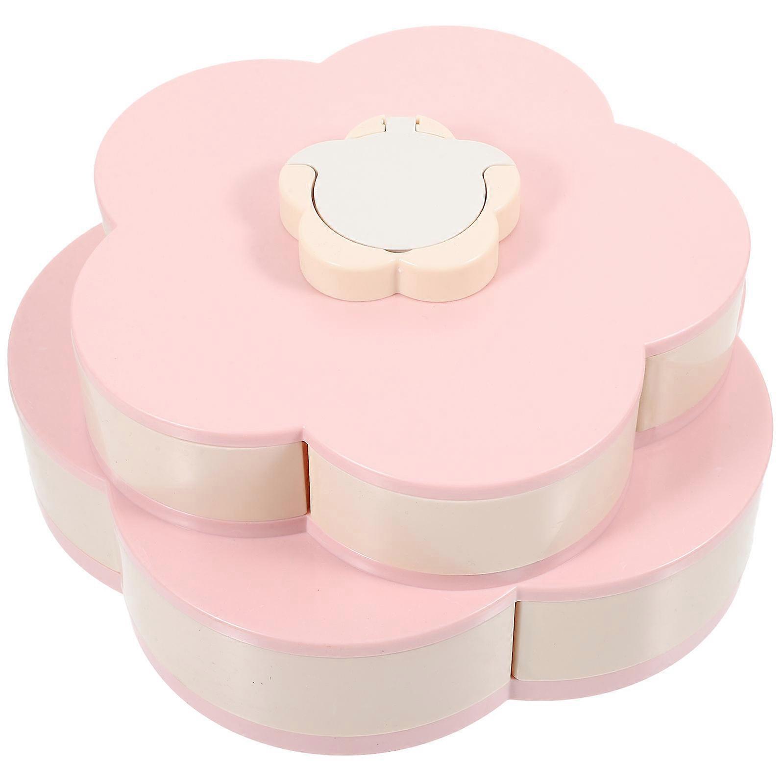 Flower Shape Storage Container Double-Layer Candy Tray for Storage 1Pcs Pink