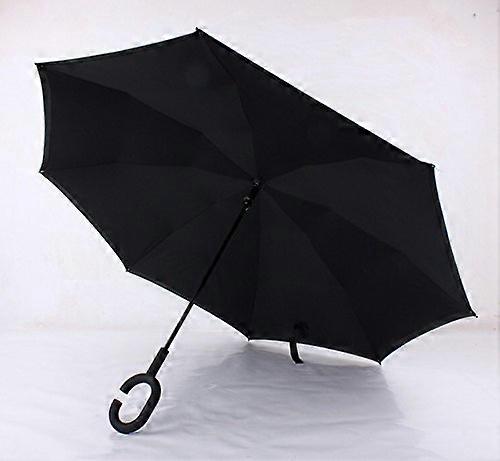 Windproof Inverted Umbrella with Reverse Folding Design and CShaped Handle, Black
