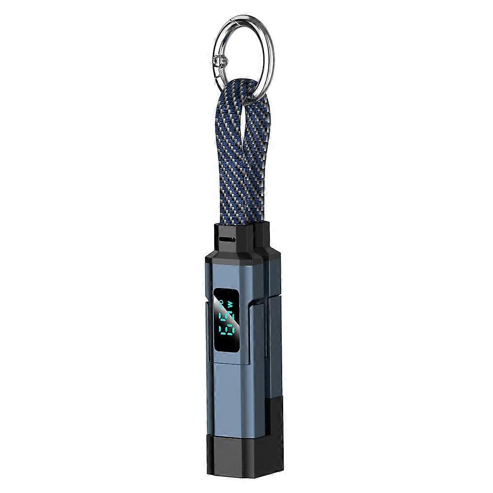 Digital Display 4In1 Lanyard Data Cable Fast Charging Flat Nylon Braided Multi Charge Cable Multifunctional Portable Data Cable