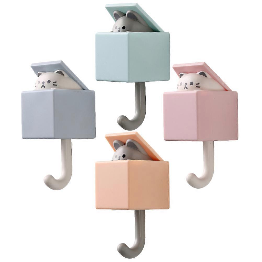 Hook Wall Mounted Coat Hooks for Hanging Things 4Pcs Assorted Color ABS