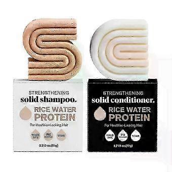 2025 2-Pack Rice Bar Shampoo & Conditioner for Hair Growth, Rice Protein Shampoo Bar & Conditioner Bar Set for Strengthening Hair - W - MXBC
