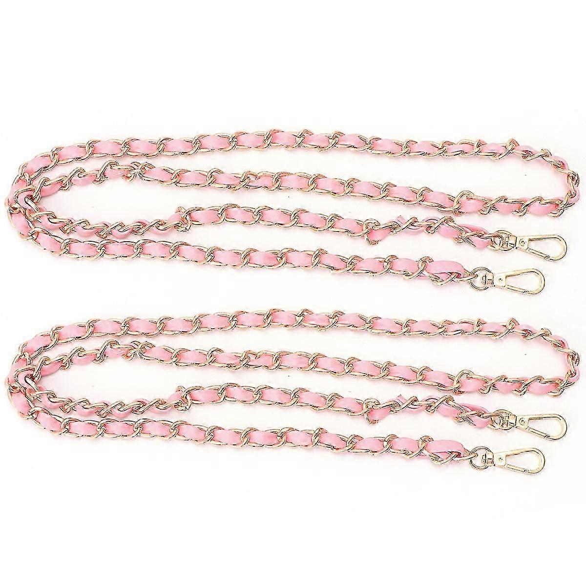 Chain Flat Chain Strap for Shoulder Bag Use 2Pcs Pink Replacement