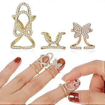3szt Kobiety Paznokcie Pierścionek Moda Pierścionki Do Paznokci Nail Art Charm Finger Nail Rings