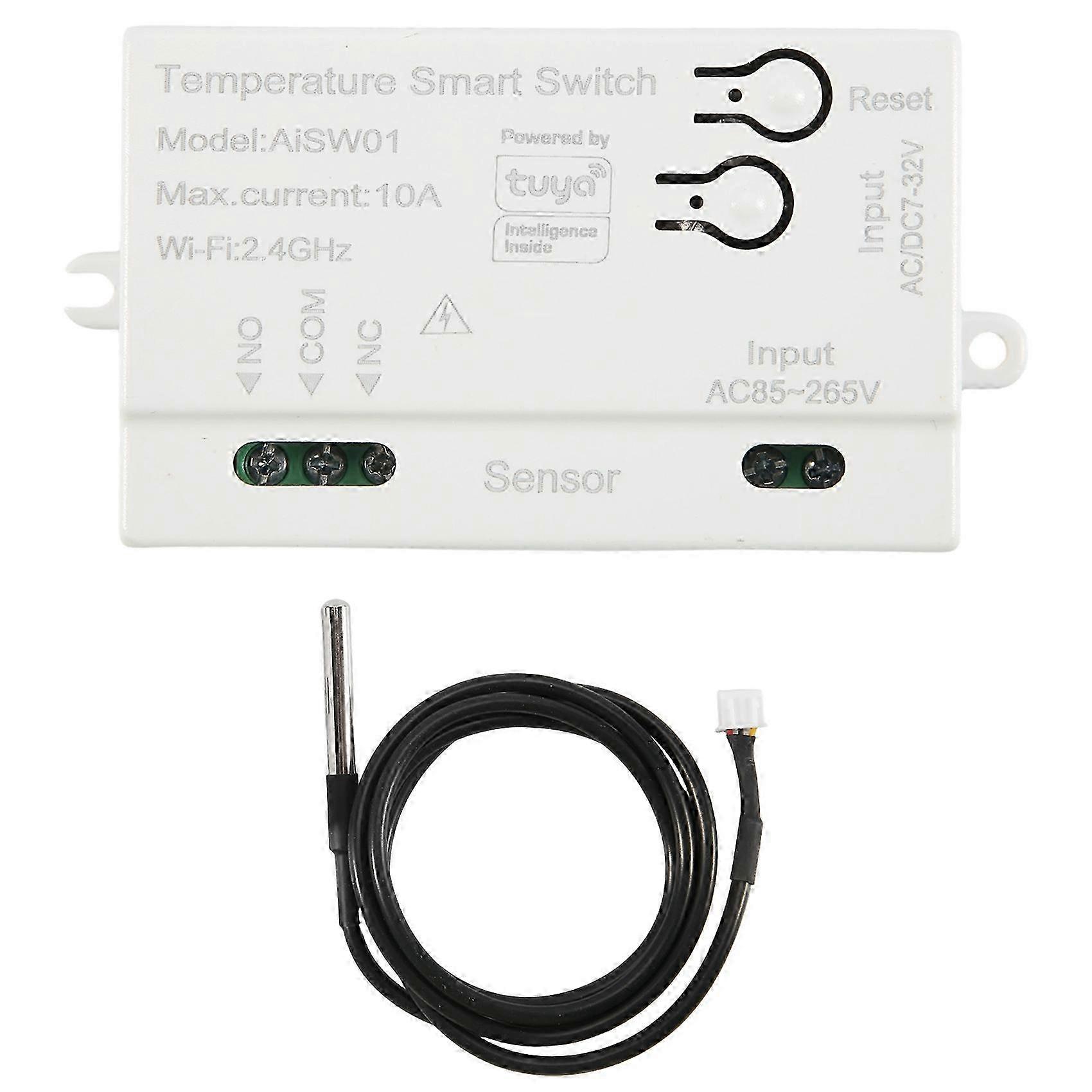 Tuya WiFi Temperature Switch Sensor 2.4G WiFi Temperature Switch Sensor Smart Switch with 1M Temperature Probe
