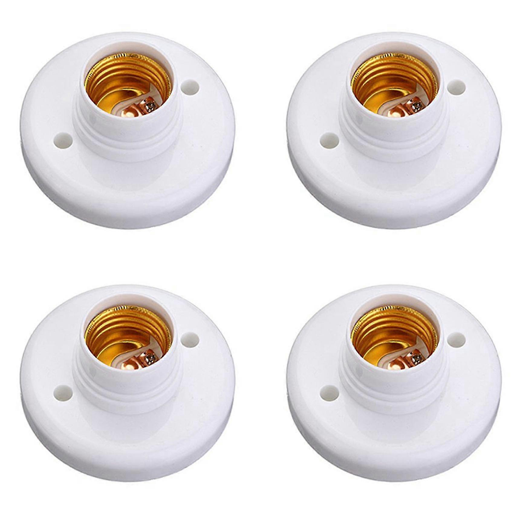 4X E27 Round Plastic Base Screw Light Bulb Lamp Socket Holder