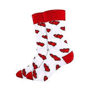 1 Par De Calcetines De Algodón De Pareja De Estampado De Labios A Juego Tubo Medio De Alta Elasticidad Antideslizante Suave Cálido Anti-Encogimiento Día De San Valentín Regalo Otoño Unisex Invierno Así