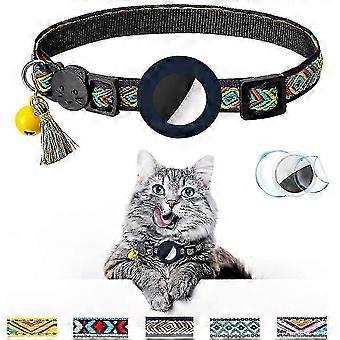Pet cat collar with bell and adjustable silicone sleeve, Navy Blue 26-27