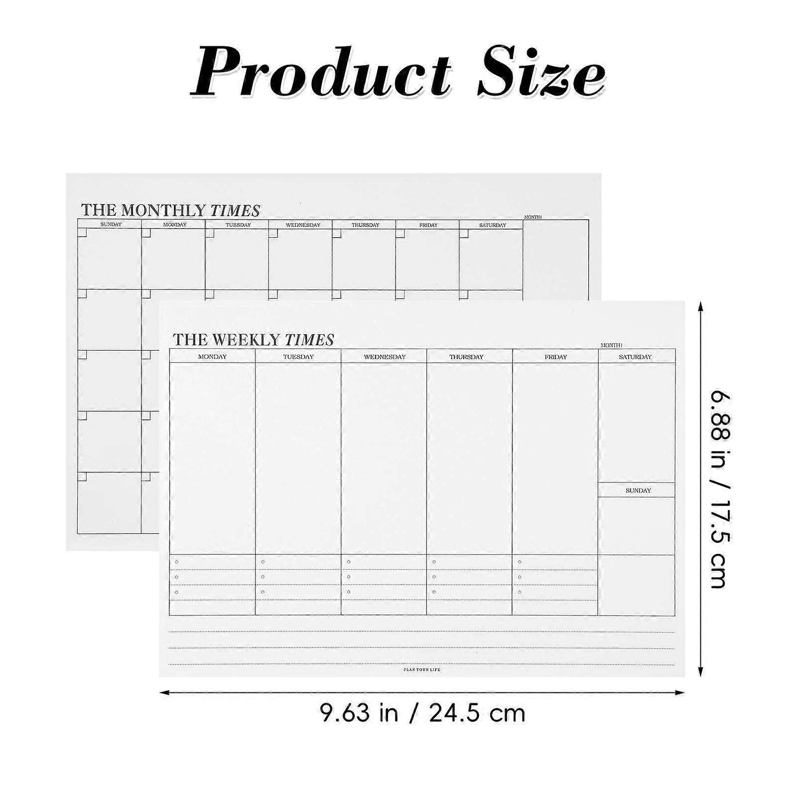 2pcs Weekly Notepad Planner Monthly Paper Planning Notepad Schedule Checklist