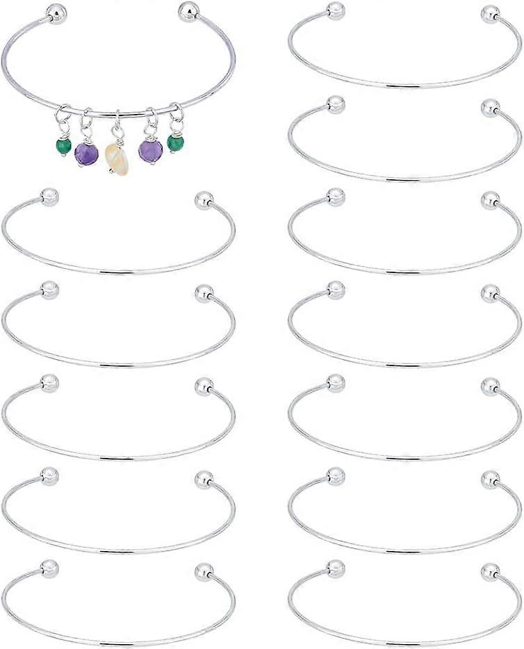 14Pcs Cuff Bangles Making Ball End Opening Bangle Adjustable Wire Blank Bracelet Expandable Bangle Half Open Cuff Bangle Torque Bangles