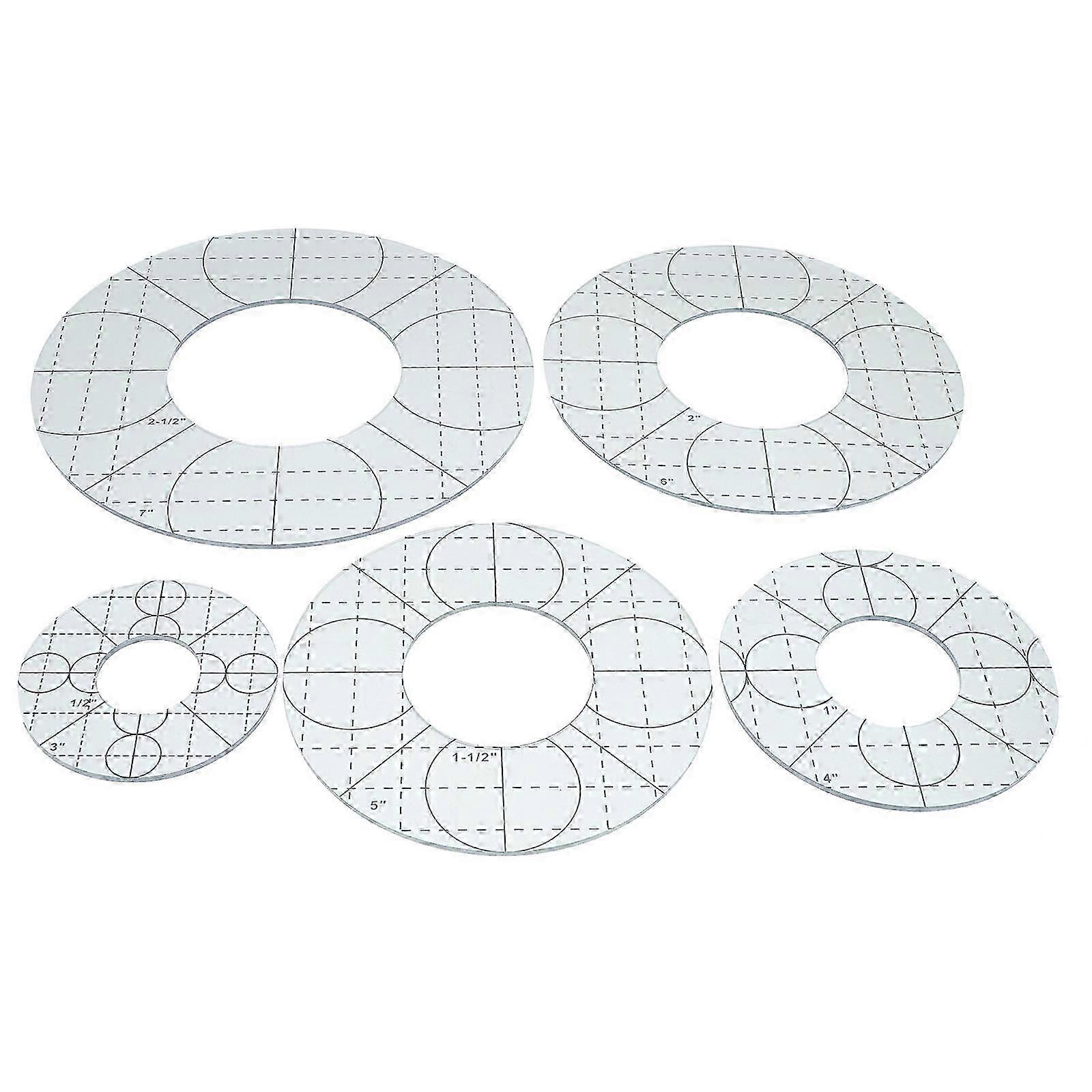 Patchwork Ruler Circle Quilting Rulers Template compatible with Sewing 5Pcs Set