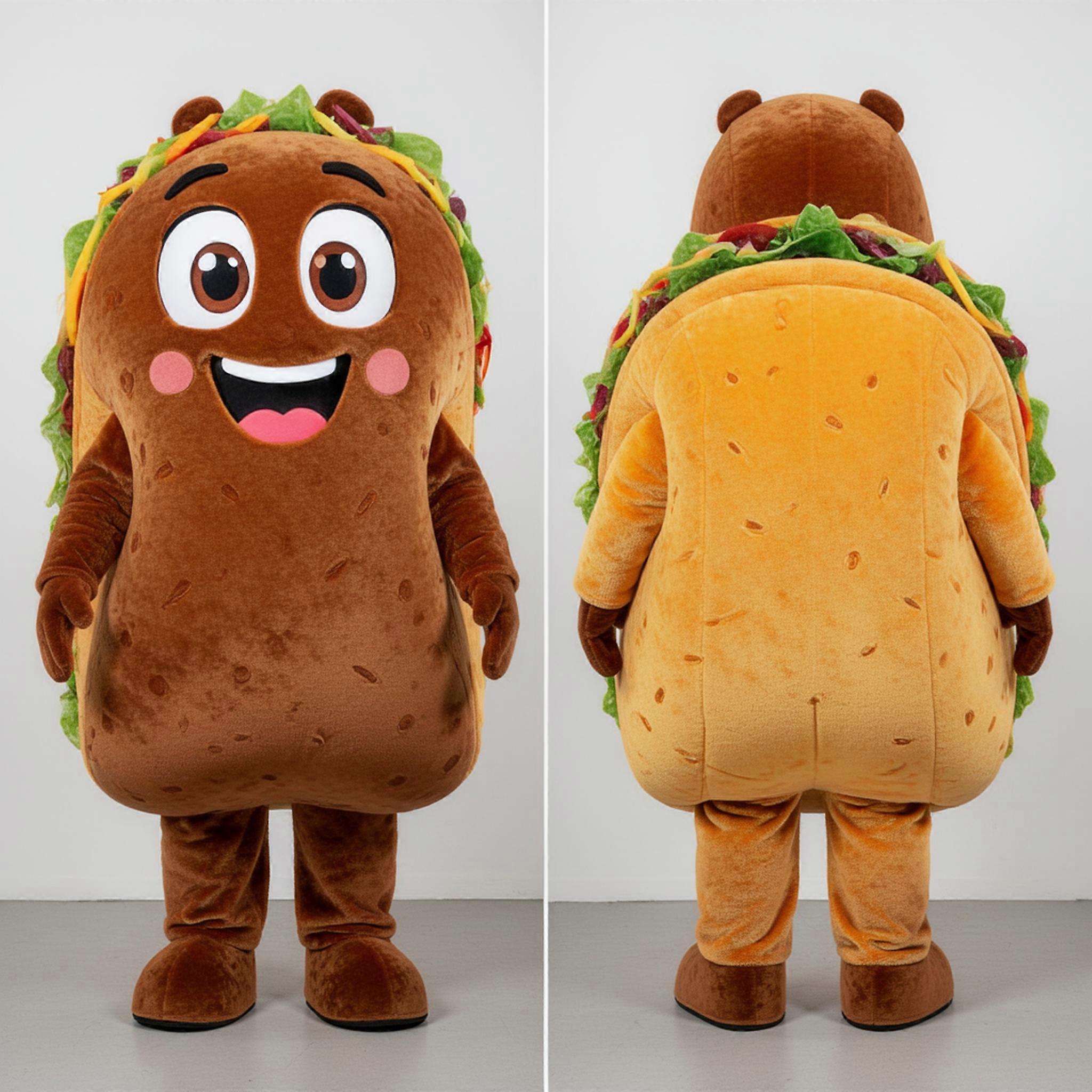 MASTICOT Velvety Brown Cheerful Tacos Mascot