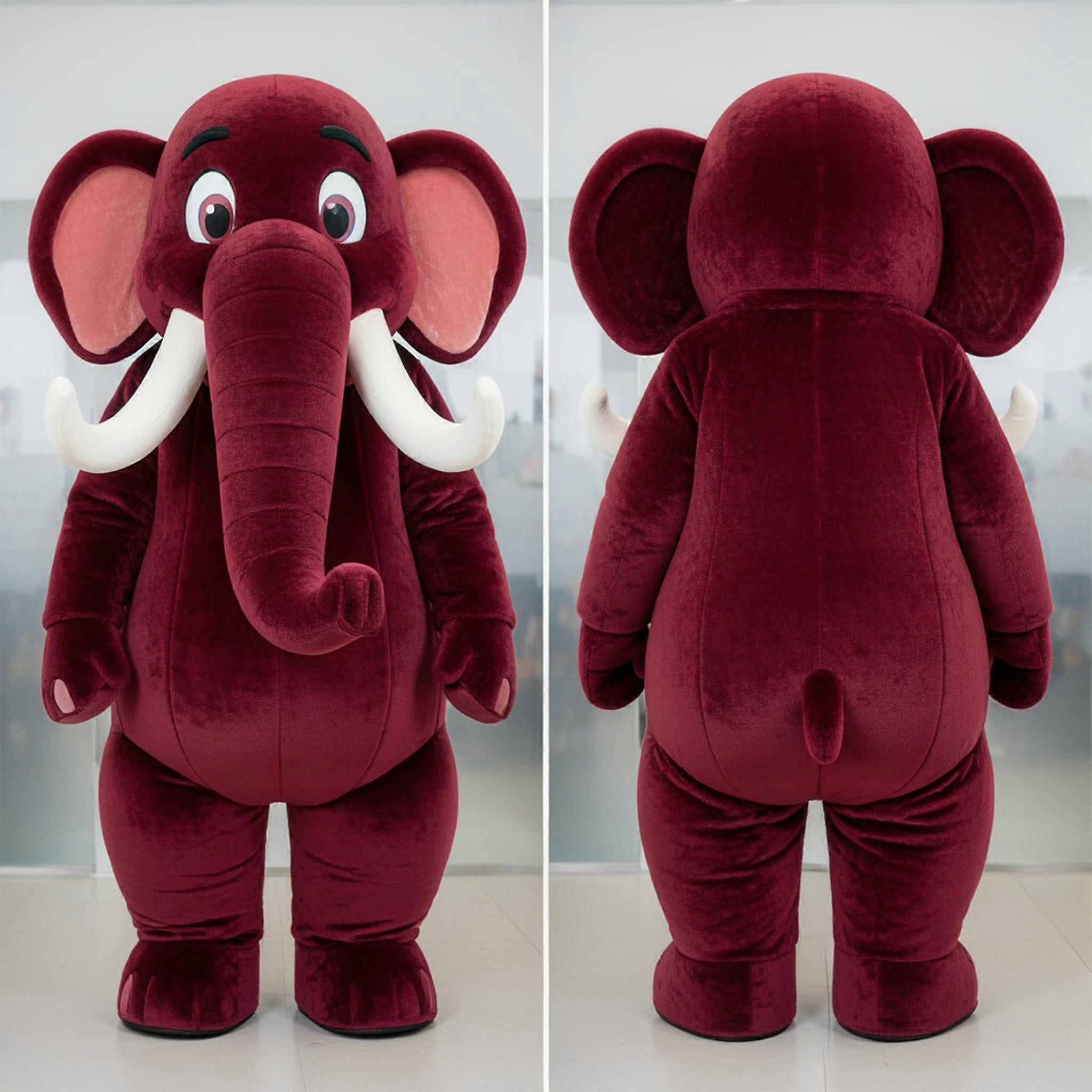 MASTICOT Maroon Plush Mammoth Mascot