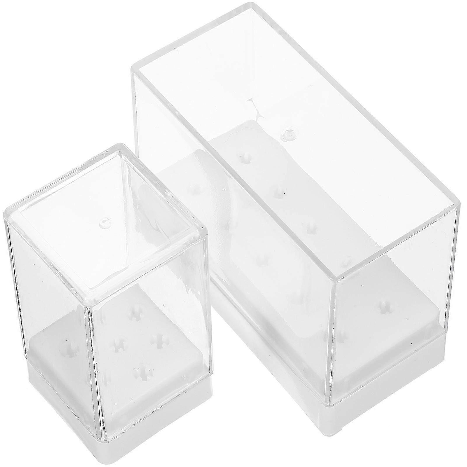 Transparent Nail Drill Bit Storage Box for Multi-Hole Nail Bits 2Pcs