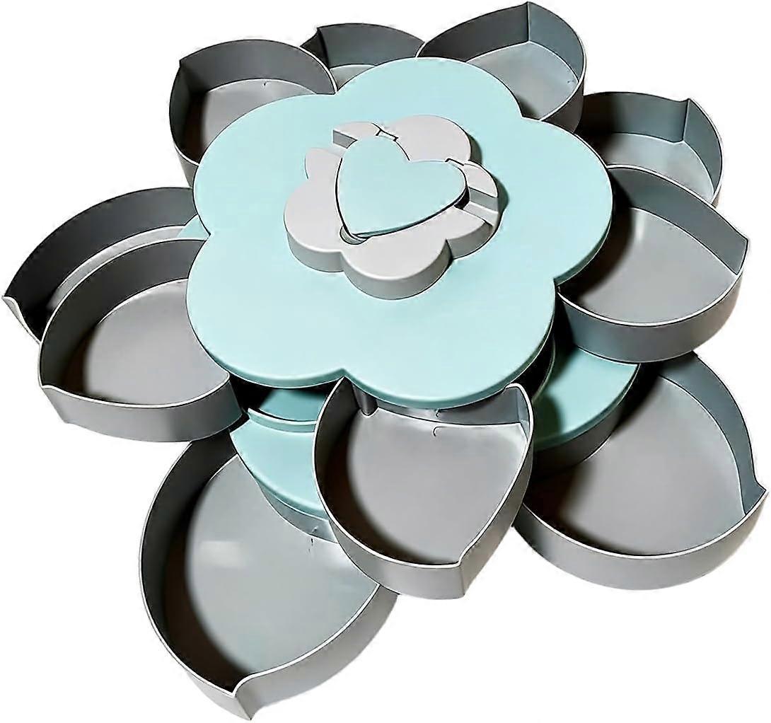 Rotating multi-compartment serving tray, snack box, container, serving