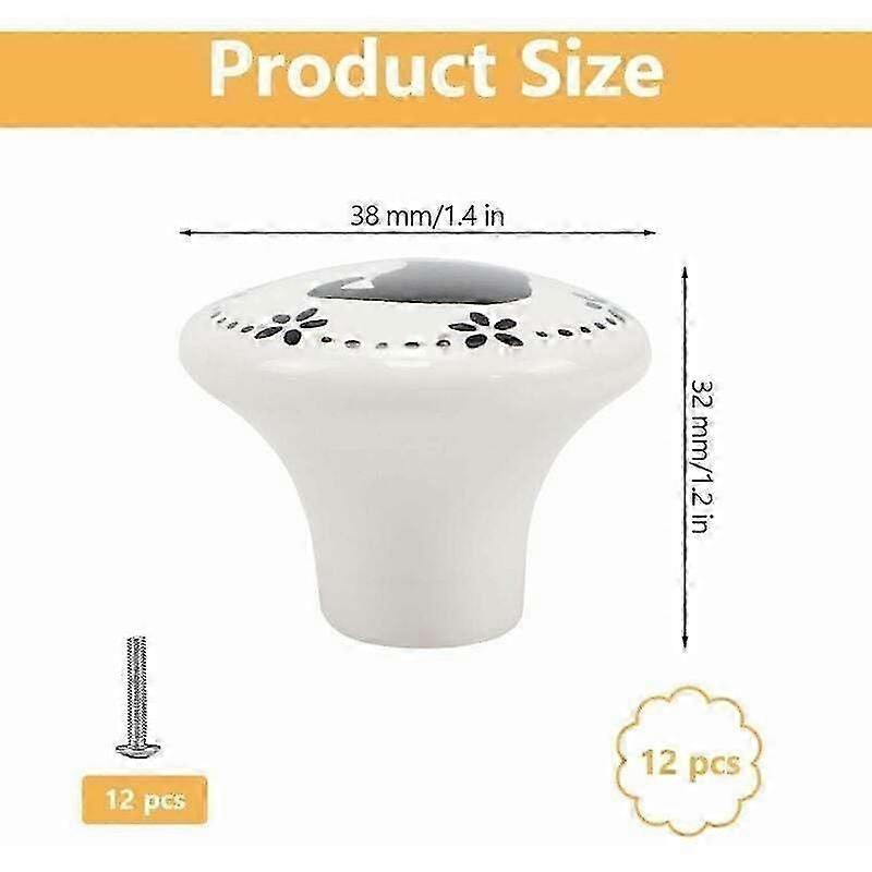 12 Pack Vintage Ceramic Drawer Knobs, Corrosion Resistant for Cabinets Drawers