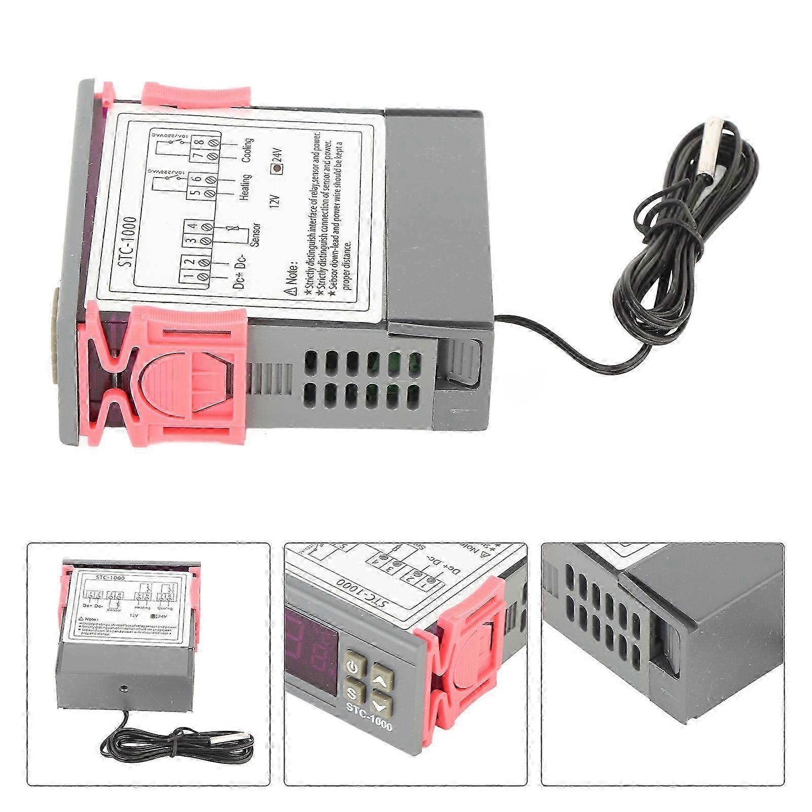 24V Digital Temperature Controller with NTC Sensor for Cooling and Heating - STC-1000