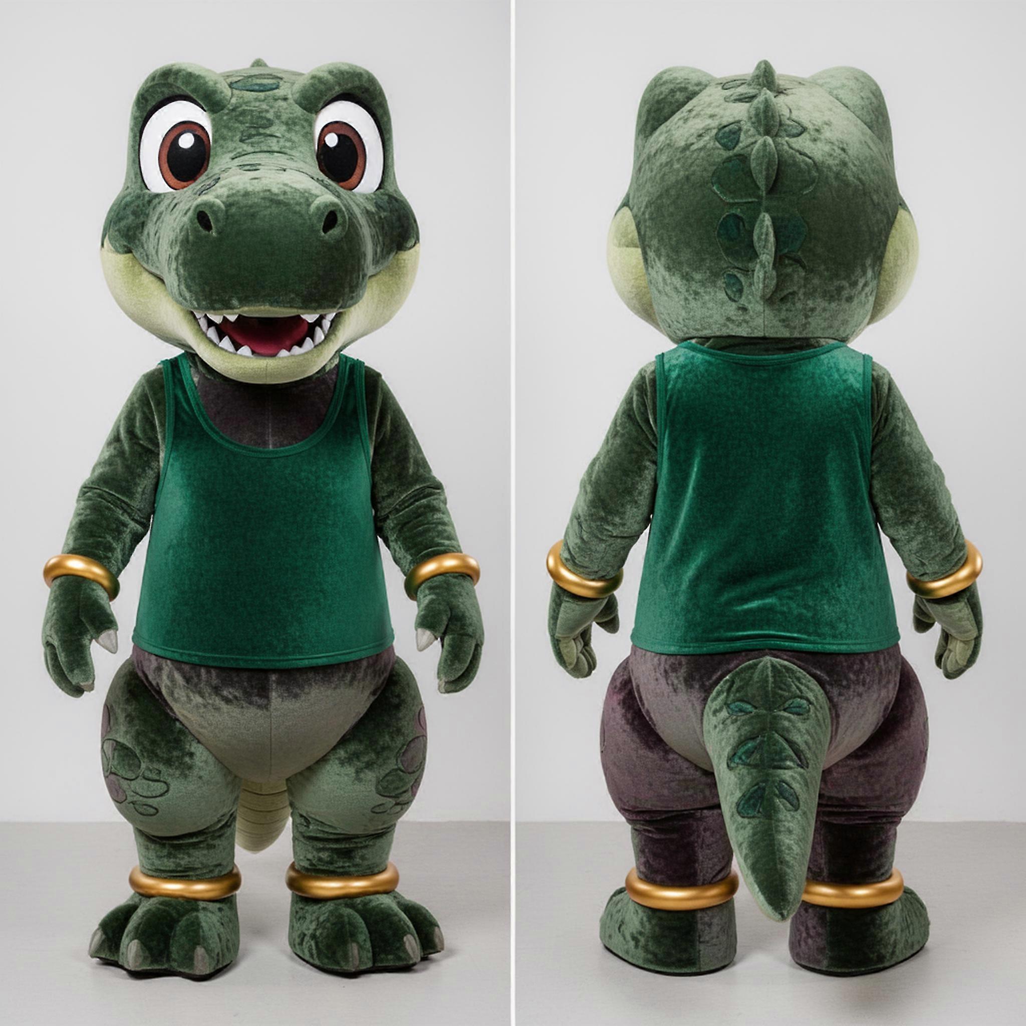 MASTICOT Emerald Green Broad Shouldered T Rex Mascot