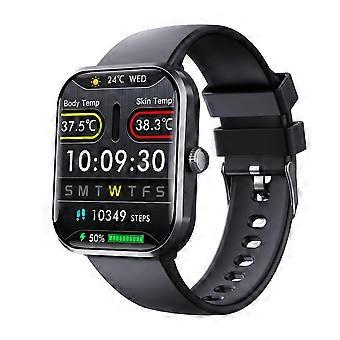 F96T Smart Watch with Activity Tracking and Notifications, Bluetooth Calling, Black, Silicone Strap