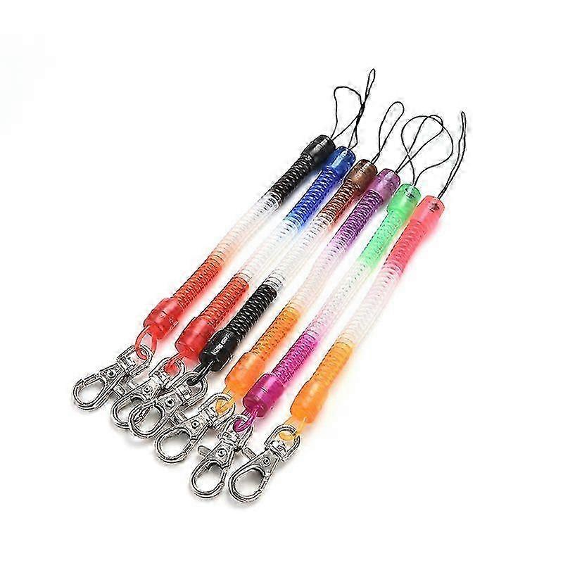 Random 1Pcs Retractable Plastic Spring Coil Spiral Stretch Keychain Ring Chain Keyring