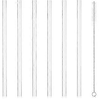 Replacement Straws Set with Cleaning Brush, 6 Cuttable 8.39 inch BPA-free Reusable Straws Compatible with Bottle Lids